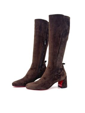 Christian Louboutin Jane Botta 55 Cosme Brown Suede Knee High Boots 40.5